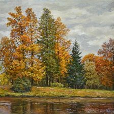 Схема вышивки «Лес осенью»