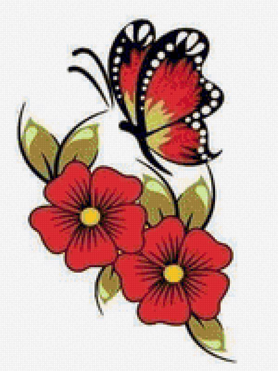 Flores - mariposas - предпросмотр