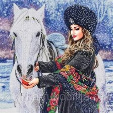 Схема вышивки «Дама с лошадью»