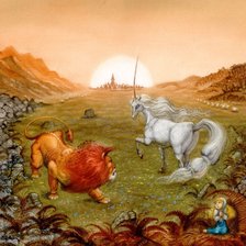 Схема вышивки «Лев и единорог»