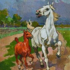 Схема вышивки «Лошадь и жеребенок»