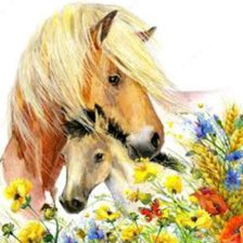 Схема вышивки «Лошадь и жеребенок»