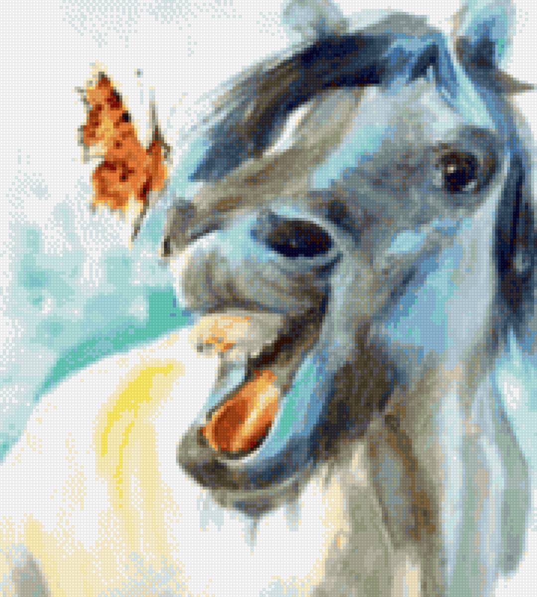 Лошадь и бабочка - лошади, миф - предпросмотр