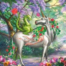 Схема вышивки «Единорог и дракон»