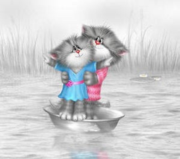 Коты Алексея Долотова любовь - рисунок, коты, любовь - оригинал