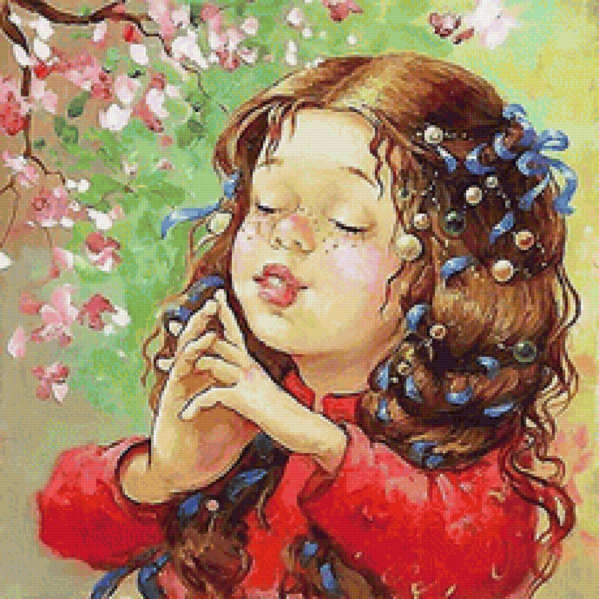 Художник Екатерина Дудник картины - картина, девочка, подушка - предпросмотр