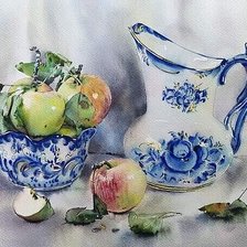 Гжель и яблоки