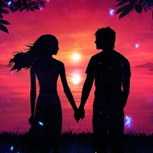 Схема вышивки «Силуэт мужчины и женщины вместе»