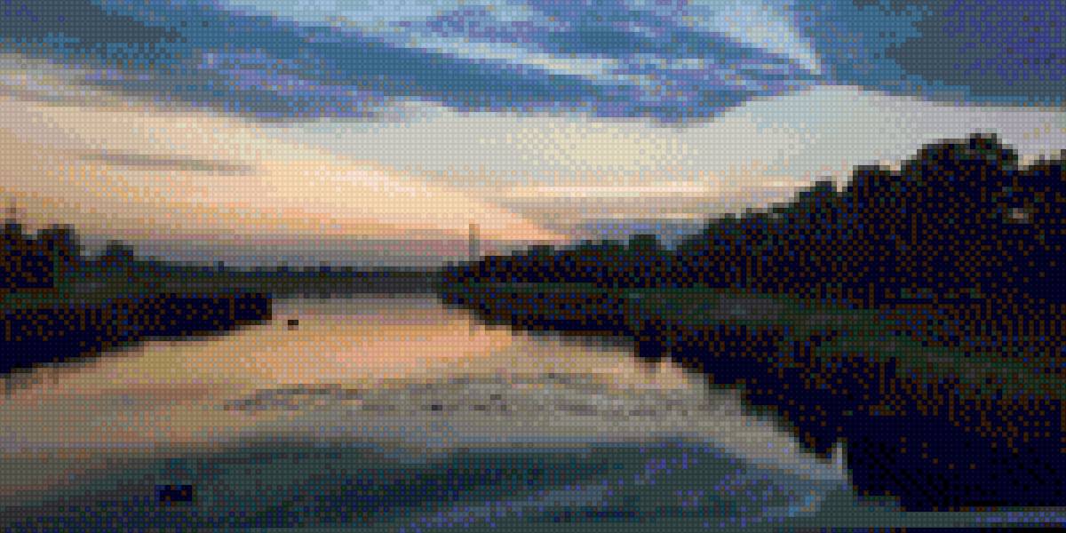 Закат на реке - предпросмотр