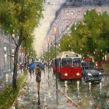 Схема вышивки «Город в дожде»