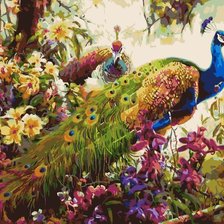 Схема вышивки «Павлины»