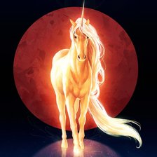 Схема вышивки «Единорог и красное полнолуние»