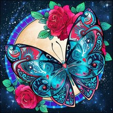 Схема вышивки «Бабочка на подушке»