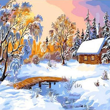 Схема вышивки «Зимний вечер рисунок»