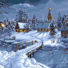 Схема вышивки «Белоснежный зимний пейзаж»