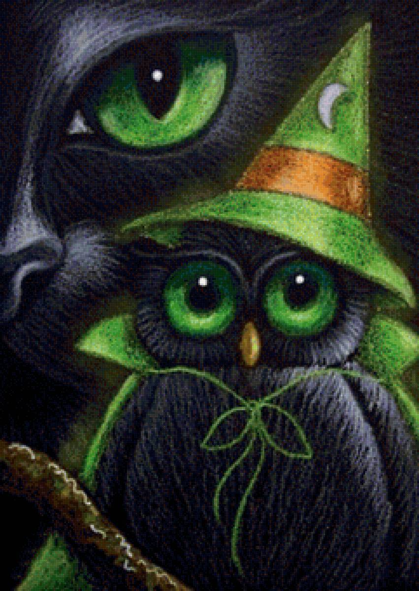 Художник cyra r cancel - кошка, сова, картина - предпросмотр