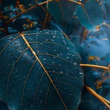 Схема вышивки «Синие листья»