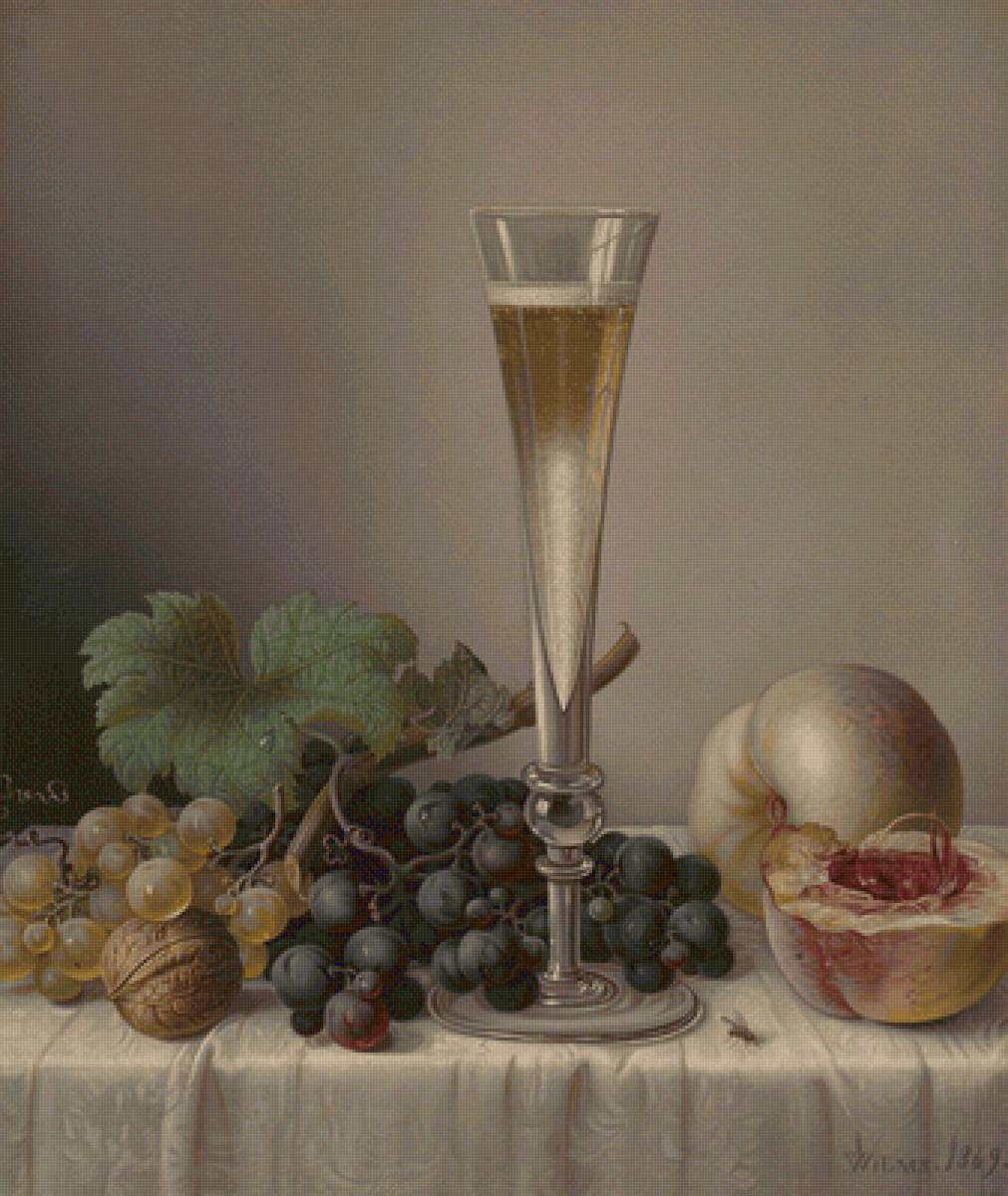 ЭНН МОРТОН. ВИНО И ФРУКТЫ - натюрморт, фрукты - предпросмотр