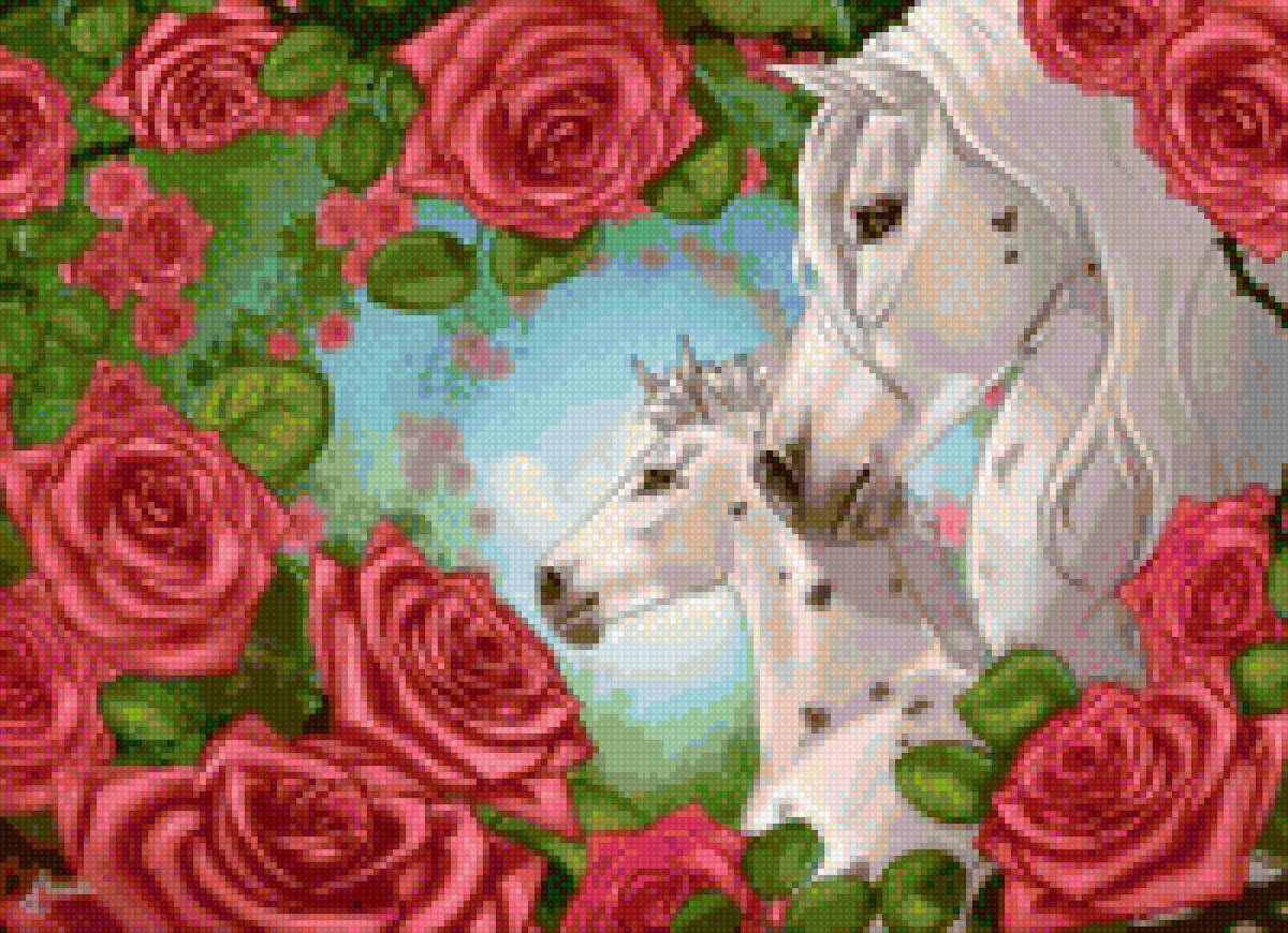 Лошади в розах - миф, лошади - предпросмотр