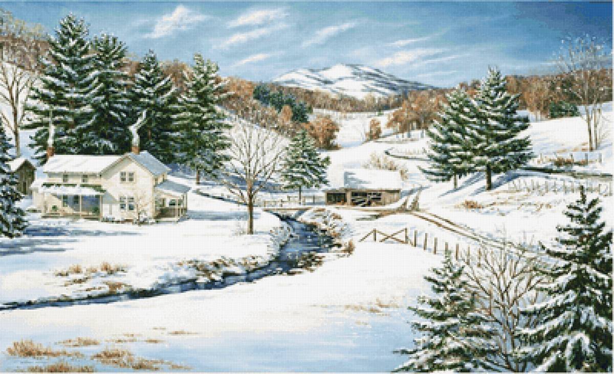 paisagens de inverno. - paisagens .casa. montanhas. - предпросмотр