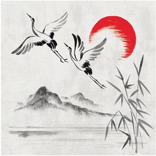 Схема вышивки «Журавли»