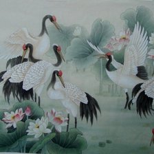 Схема вышивки «Журавли»