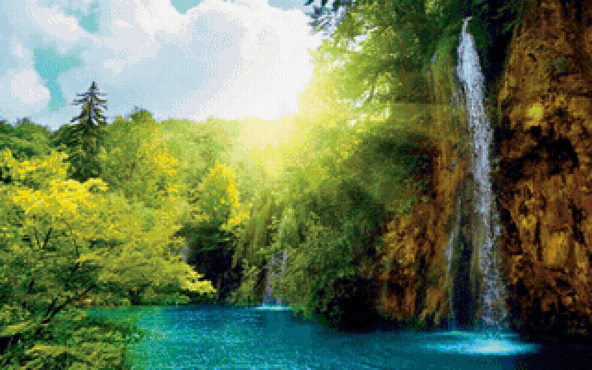 Водопад - природа, водопад, пейзаж - предпросмотр