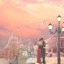 Схема вышивки «Картина парочка в венеции»