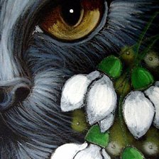 Схема вышивки «Черный кот в цветах»