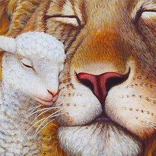 Схема вышивки «Лев и ягненок»