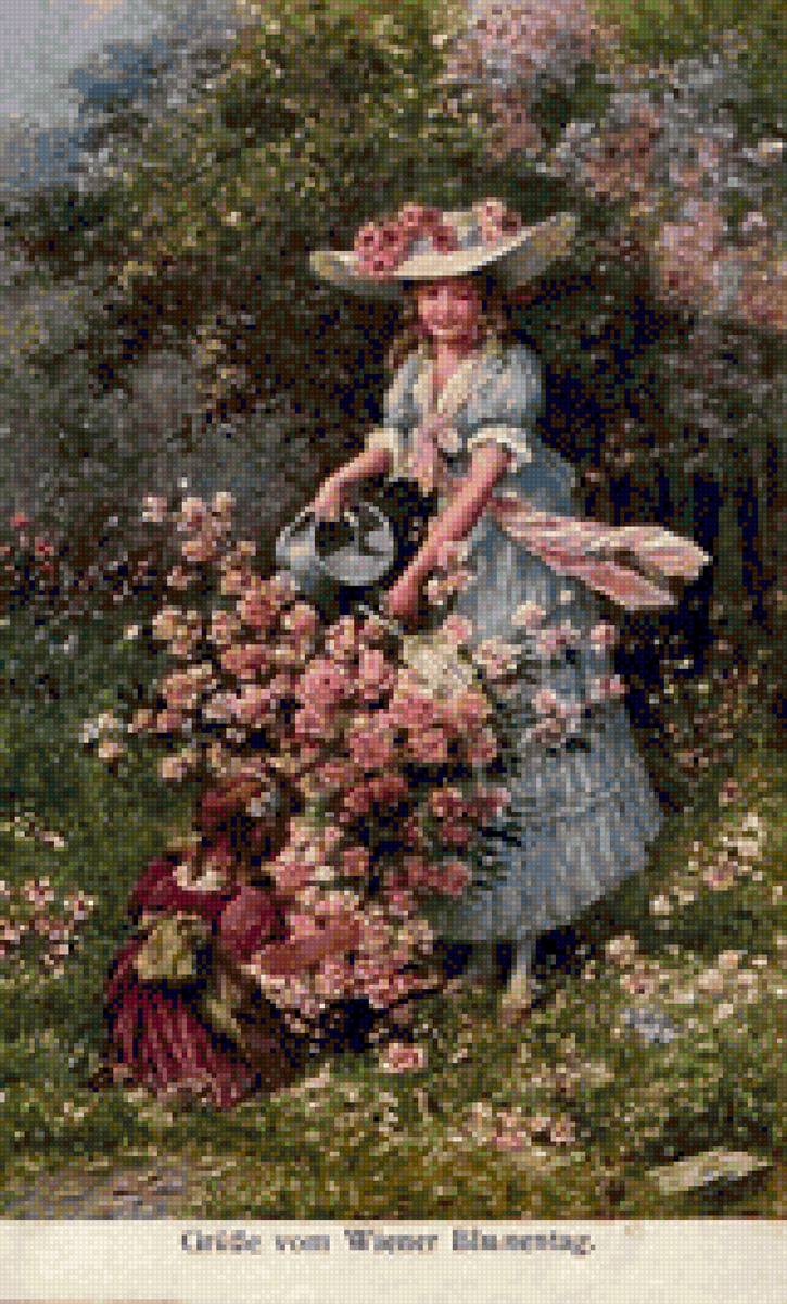 Цветочница - девушка., цветы - предпросмотр