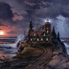 Схема вышивки «дом на берегу»