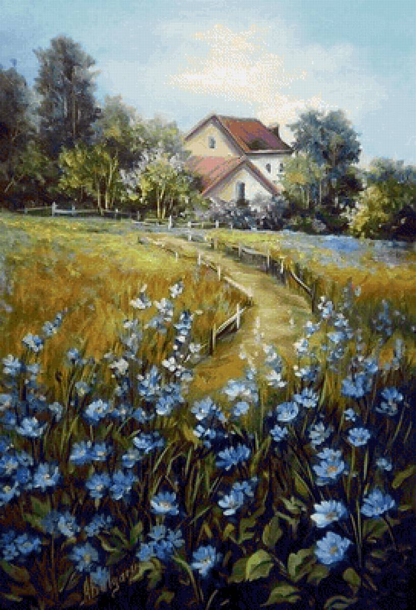 цветы у дома - пейзажи - предпросмотр