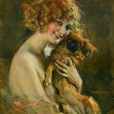 Схема вышивки «девушка с собачкой. худ.т.стука»