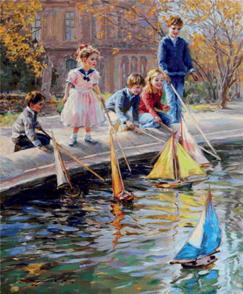 кораблики - дети, живопись, к.разумов - предпросмотр