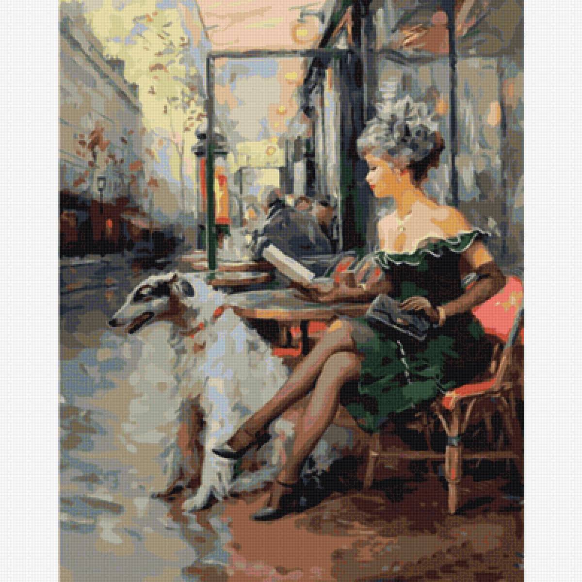 дама с собакой - дама, девушка, картина - предпросмотр