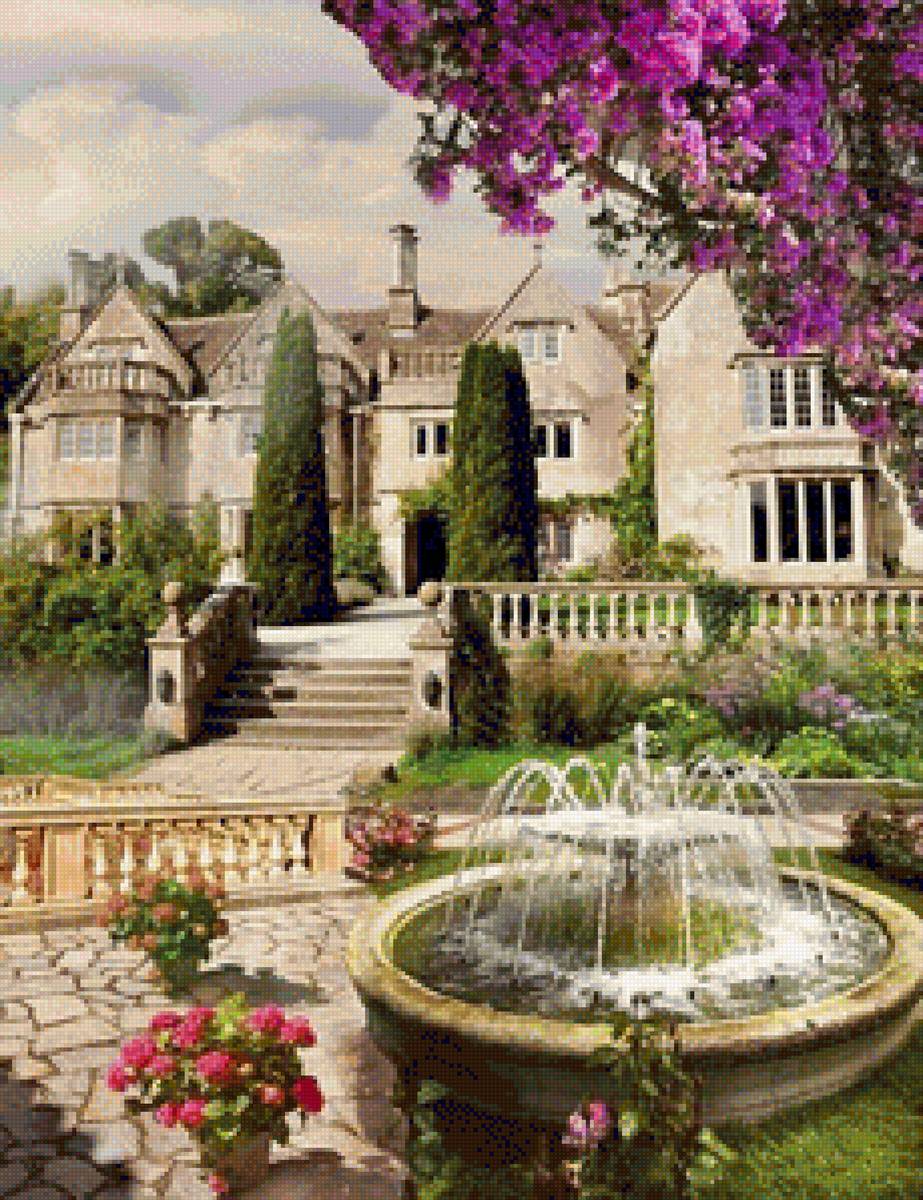 фонтан во дворе-1 - фонтан - предпросмотр