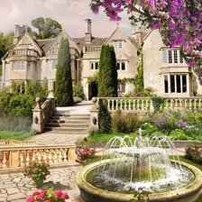 Схема вышивки «фонтан во дворе-1»