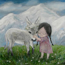 Схема вышивки «Девочка и ослик»