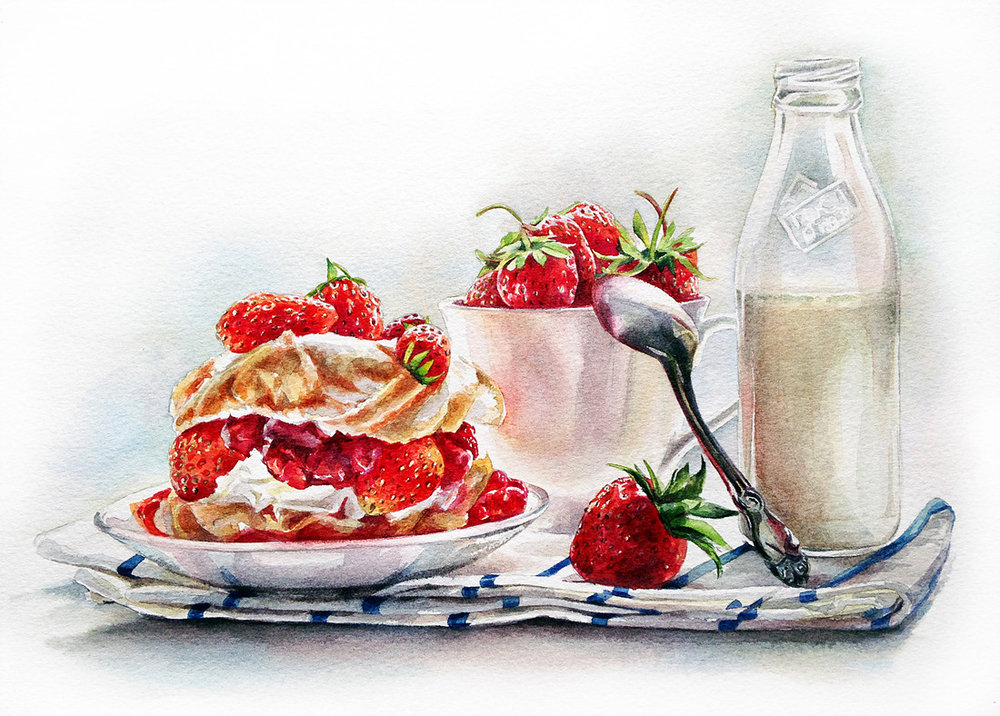 МАРИЯ МИШКАРЕВА. СЛАДКИЙ ЗАВТРАК - натюрморт, еда - оригинал