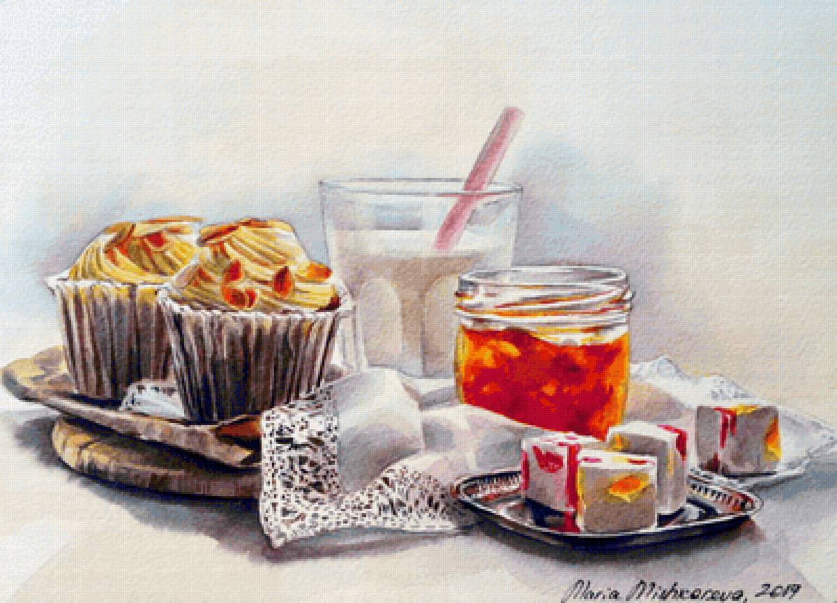 МАРИЯ МИШКАРЕВА. МАФФИНЫ И МАРМЕЛАД - еда, натюрморт - предпросмотр