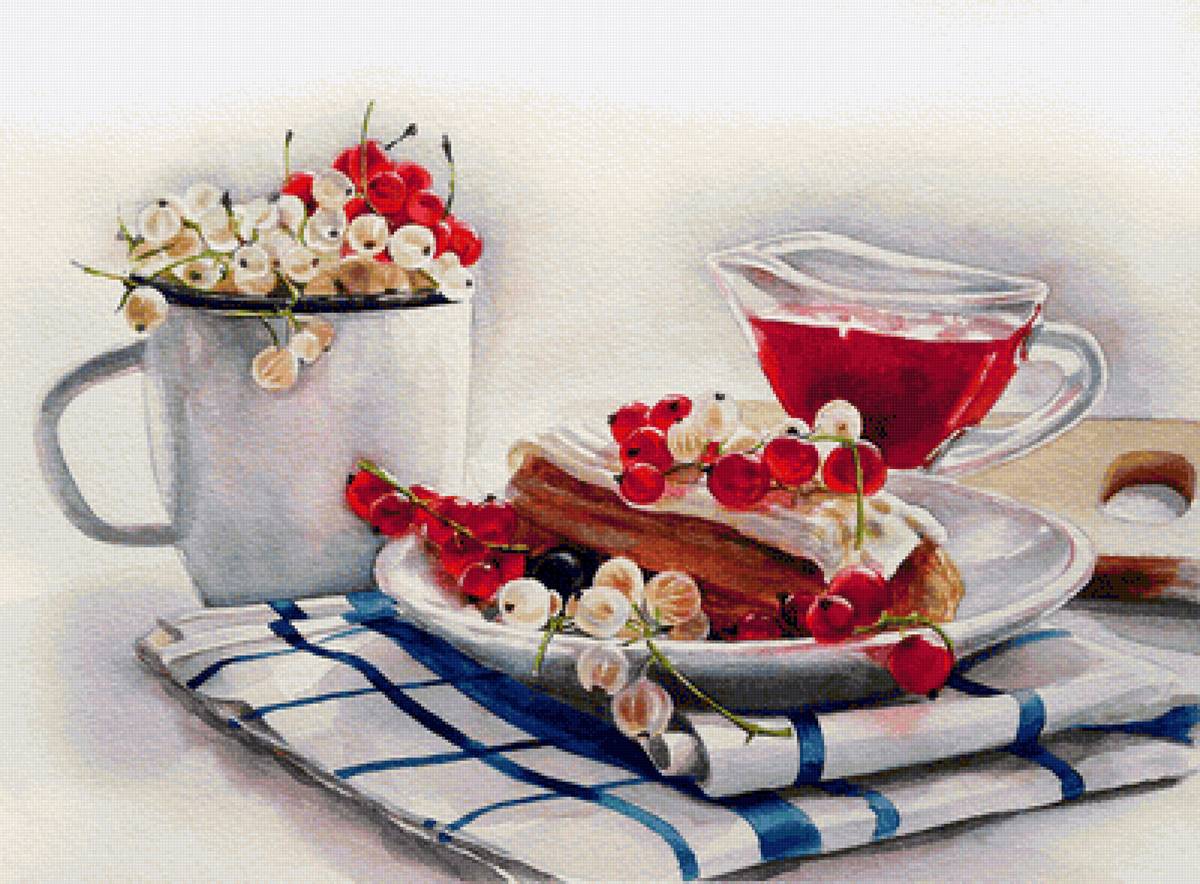 МАРИЯ МИШКАРЕВА. ЗАВАРНОЕ И СМОРОДИНА - еда, натюрморт - предпросмотр