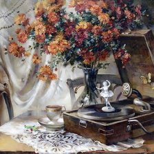 Схема вышивки «Натюрморт с патефоном»