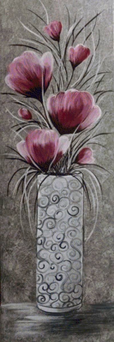 Натюрморт в серых тонах - цветы, натюрморт - предпросмотр