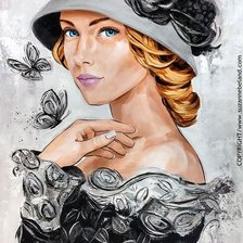 Схема вышивки «девушка и бабочки»