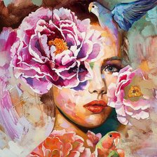 Схема вышивки «Девушка в цветах. Димитра Милан»