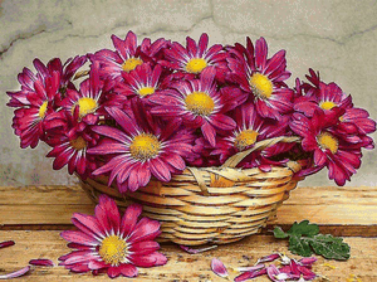 Корзинка с цветами - корзинка, букет, цветы - предпросмотр