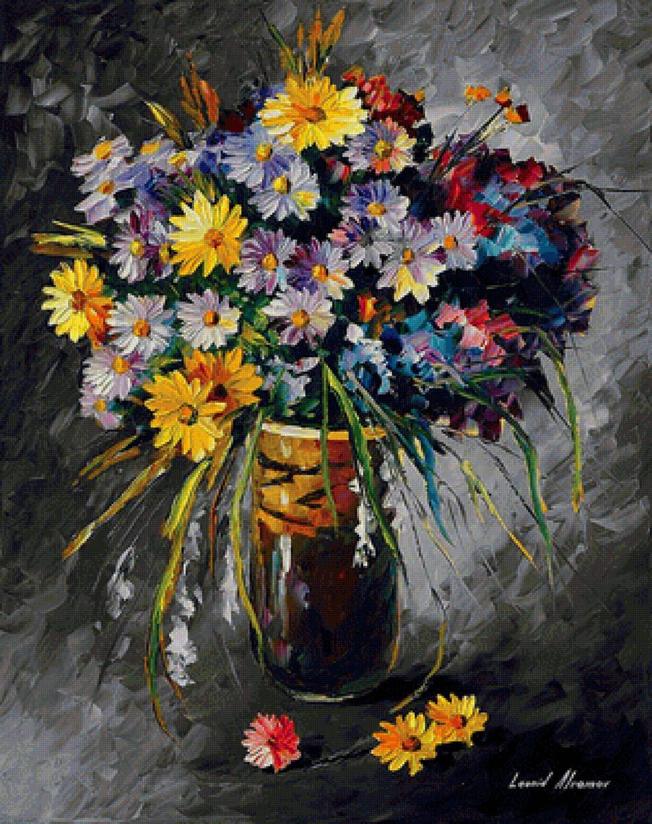 Хризантемы. Леонид Афремов - русские художники - предпросмотр