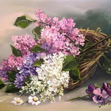 Схема вышивки «Ветка сирени»