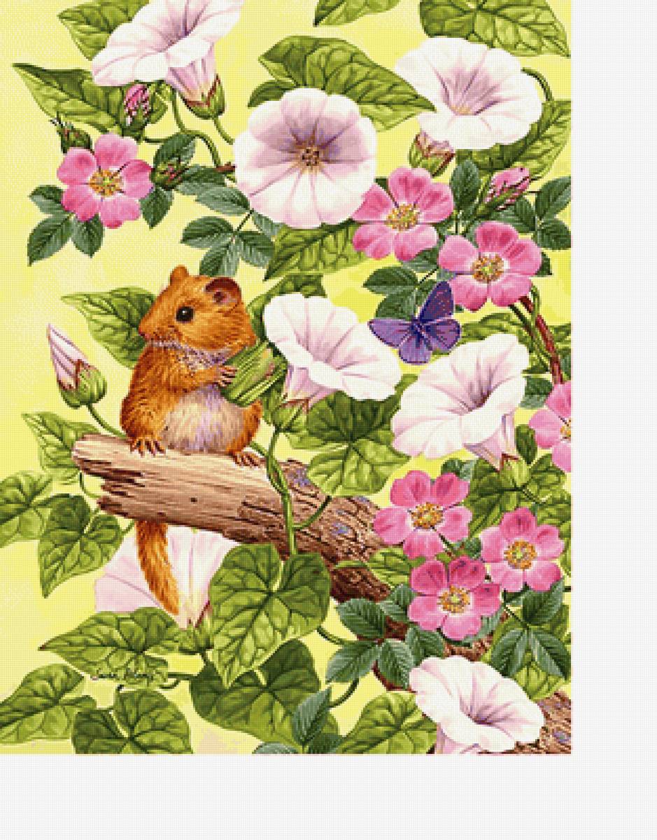 Серия "Грызуны". - грызуны, шиповник, вьюнок - предпросмотр